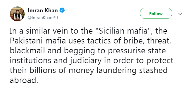 Pakistani mafia using bribes, blackmail like Sicilian mafia to pressurise judiciary: PM Imran