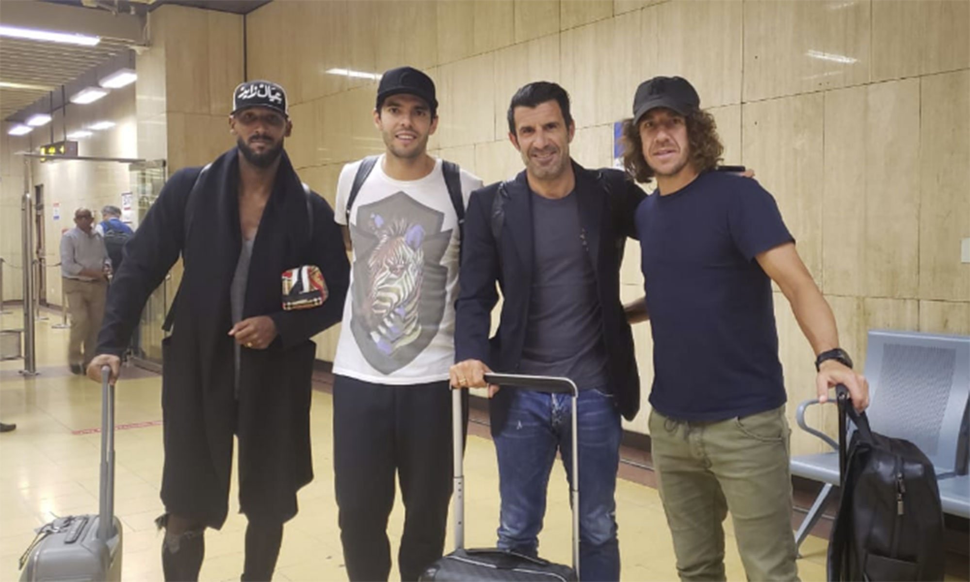 Football quartet Kaka, Figo, Puyol, Anelka arrive in Karachi 