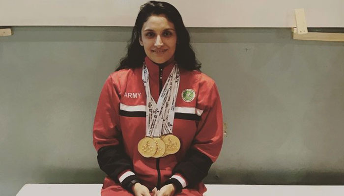 Swimmer Kiran Khan wins 10 gold medals for team Army  in National games 2019 