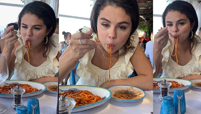 Selena Gomez digging into pasta has 'relateable' written all over it