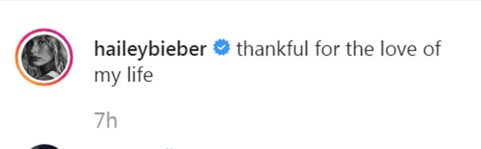 Hailey Baldwin 'thankful' for Justin Bieber on Thanksgiving
