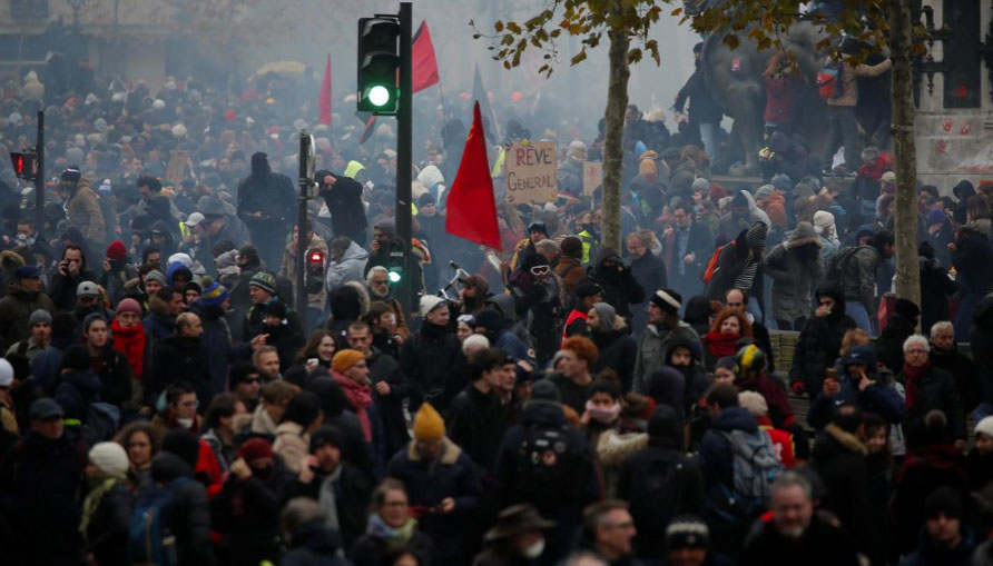 French strike against Macron reforms enters day two