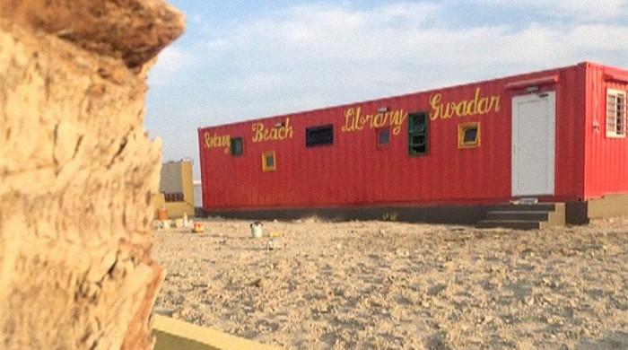 Seaside container library pops up at Gwadar Beach