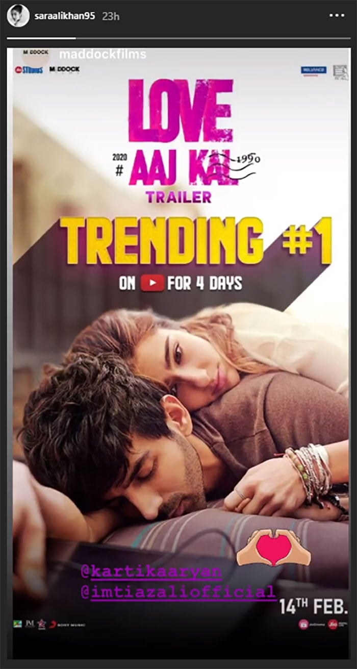 Sara Ali Khan 'can't keep calm' as 'Love Aaj Kal' trailer hits 40 million views