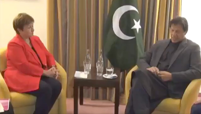 PM Imran meets IMF President Kristalina Georgieva in Davos