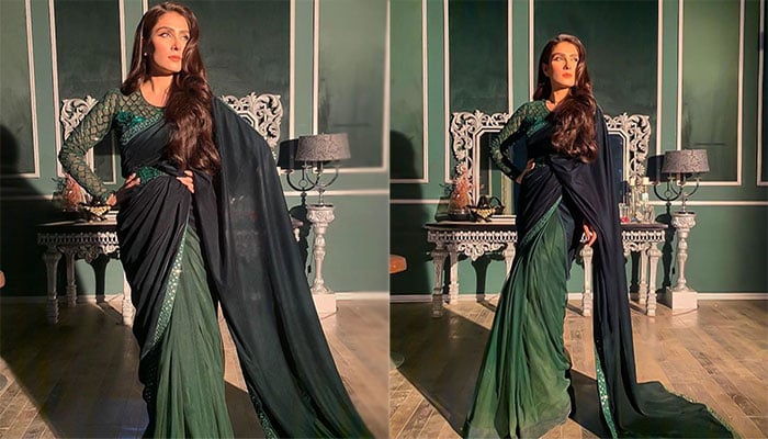 Ayeza Khan showered with love as she stuns in a green saree