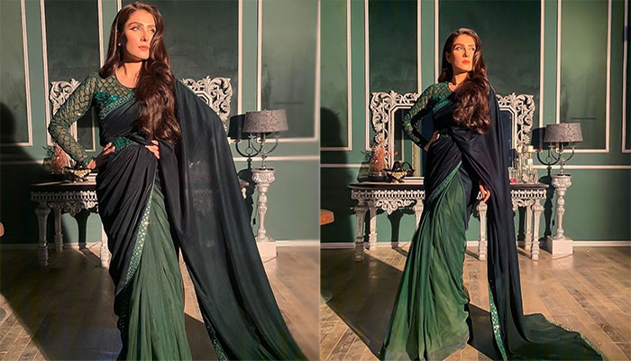 Ayeza Khan showered with love as she stuns in a green saree