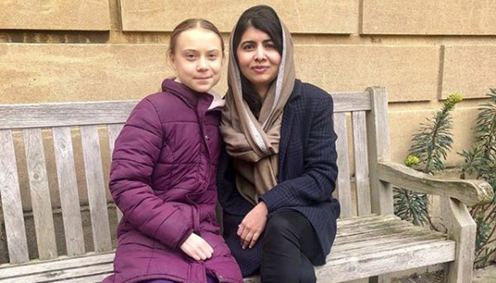 Malala Yousafzai meets climate change activist Greta Thunberg