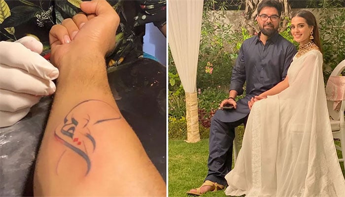 Yasir Hussain slammed for getting tattoo of wife Iqra Aziz’s name on his arm