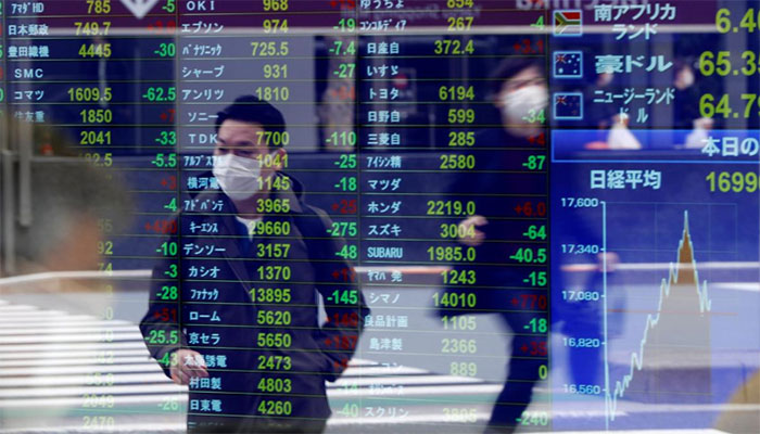 Asian shares cautiously gain on virus hopes, dollar slips