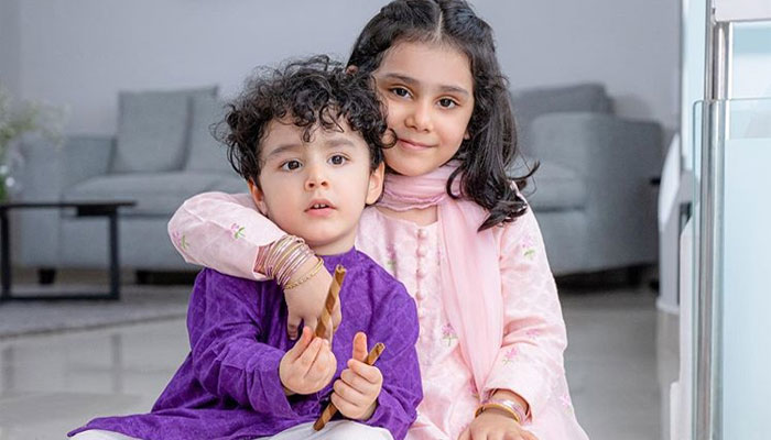 Ayeza Khan shares cute photos of her kids, dedicates this Eid to them