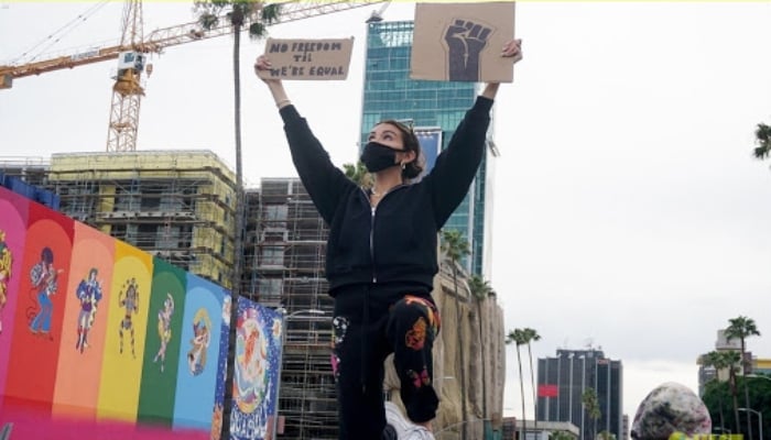 Madison Beer joins protest to demand racial equity, a day after being tear-gassed