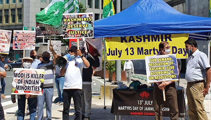Kashmir Martyrs' Day: KC-EU holds protest camp at EU foreign office