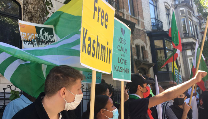 Demonstration against India's aggression, violence on Youm-e-Istehsal Kashmir in Belgium