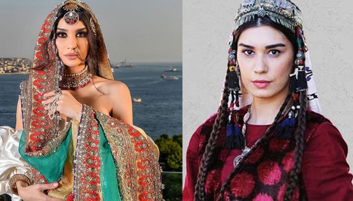 Burcu Kiratli aka Gokce Hatun looks radiant in a traditional Pakistani outfit