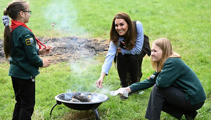 Kate Middleton toasts marshmallows as she enjoys outdoor activities with Scouts: Watch