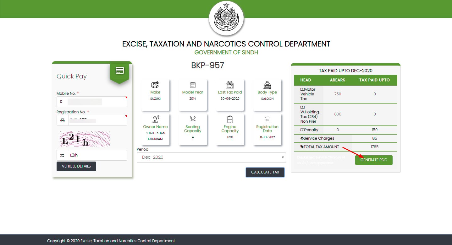 How to make motor vehicle tax/token tax payment online in Sindh  DNA