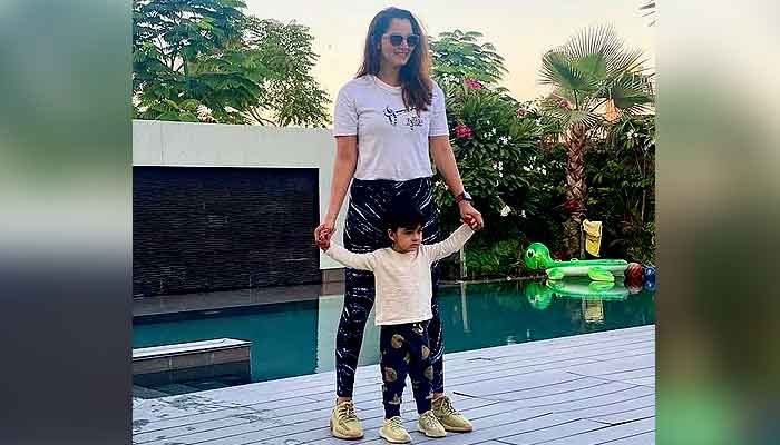 Sania Mirza and son look adorable twinning in white and blue outfits