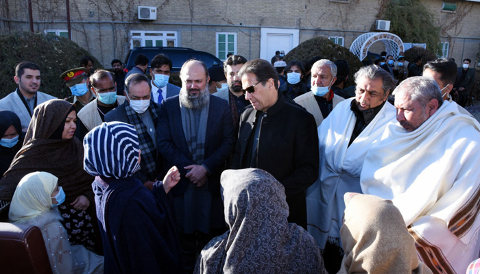 PM Imran Khan meets bereaved Hazara families at women's university in Quetta