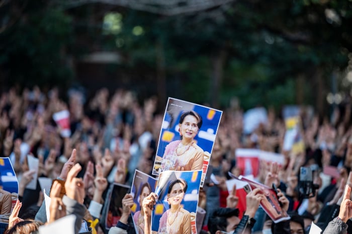 Thousands take to the streets in protest against Myanmar coup