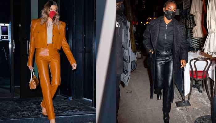 Hailey Bieber puts on stylish display in leather suit during outing with friend