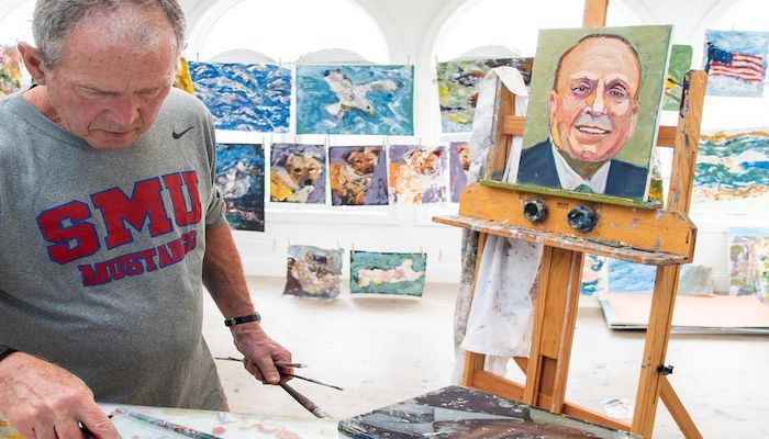 George Bush paints portrait of a Pakistani-American