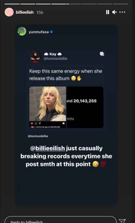 Billie Eilish celebrates her latest achievement