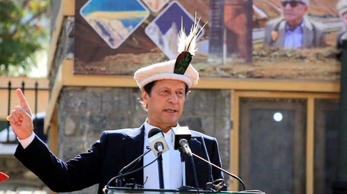 PM Imran Khan addressing a public gathering in Gilgit on Sunday. Photo: Radio Pakistan