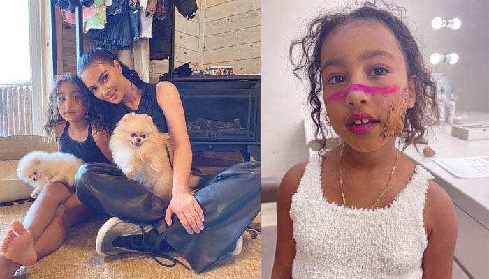 Kim Kardashian’s daughter North West tests out some makeup looks