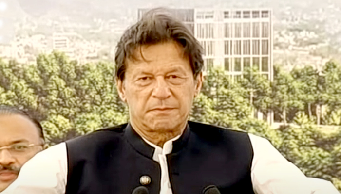 Prime Minister Imran Khan addressing a ceremony in Multan on April 26, 2021. — YouTube screengrab