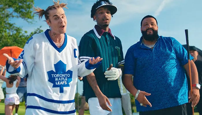 Justin Bieber, 21 Savage tribute Happy Gilmore in DJ Khaled's Let It Go