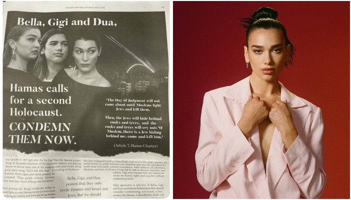 Dua Lipa slams NYT ad calling her and Gigi, Bella Hadid the 'Hamas influencer brigades' - Vimarsana News