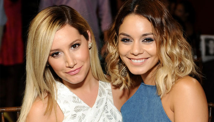 Vanessa Hudgens cuddles up to Jupiter at Ashley Tisdale’s house