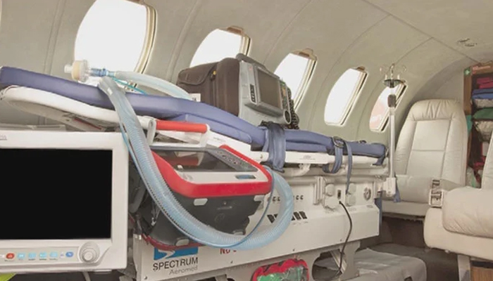 New Delhi-bound air ambulance lands at Karachi airport