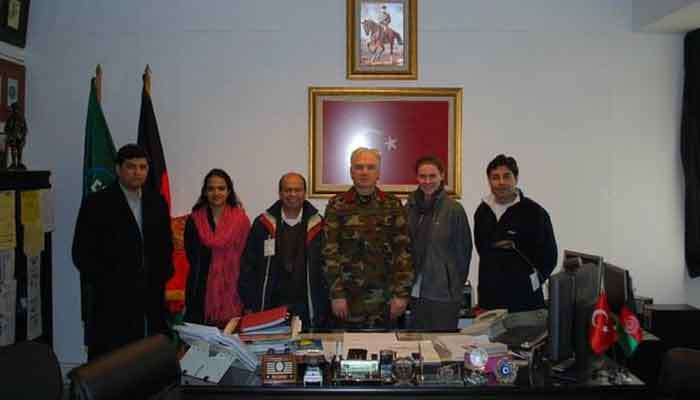 The author and other journalists with a Turkish commander in Afghanistan. — Photo provided by author