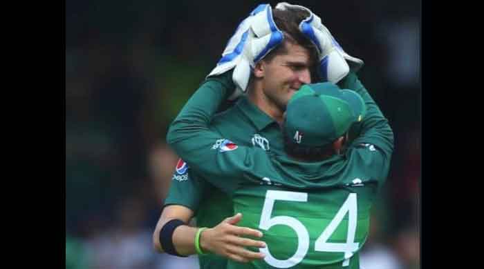 Former Pakistan skipper Sarfaraz Ahmed can be seen fondly embracing Shaheen Shah Afridi in this file image shared by Shaheen Shah Afridi on Twitter.