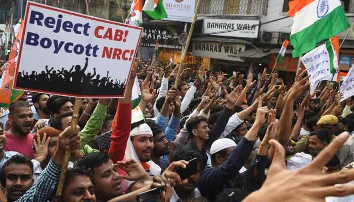 Activists participate in a mass rally to protest against the Indian government’s Citizenship Amendment Act (CAA) in Kolkata, India, December 16, 2019. AFP/Dibyangshu Sarkar