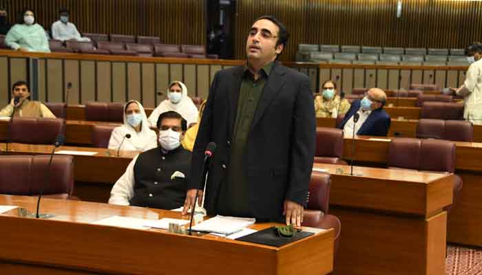 PPP Chairman Bilawal Bhutto Zardari speaking during the session of the National Assembly on June 18, 2021.— Photo courtesy Twitter/National Assembly of Pakistan