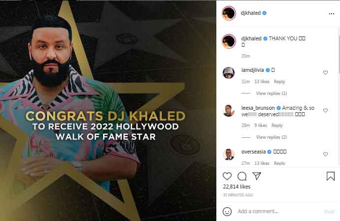 DJ Khaled receives Hollywood Walk of Fame Star