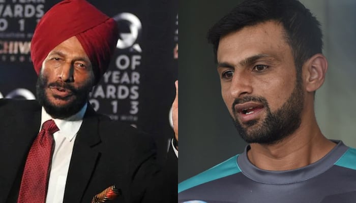 Milkha Singh (left) and Shoaib Malik. — AFP/File