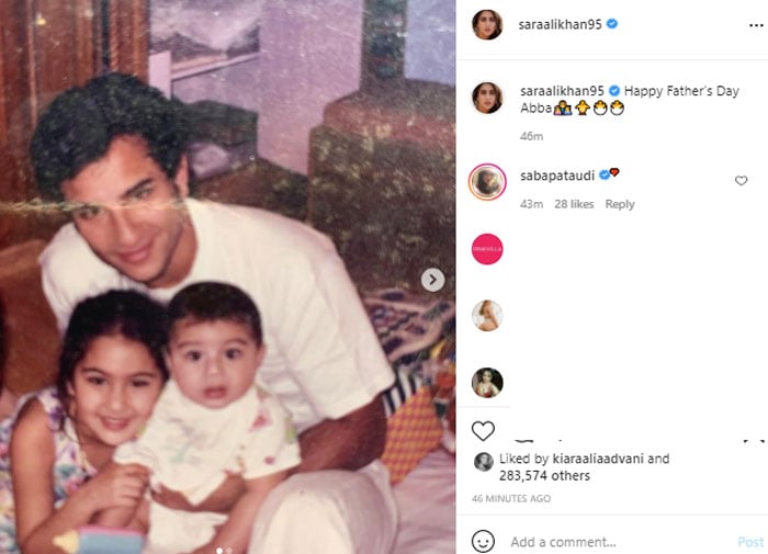 Sara Ali Khan shares a rare childhood photo with ‘Abba’ to wish him on Father’s Day