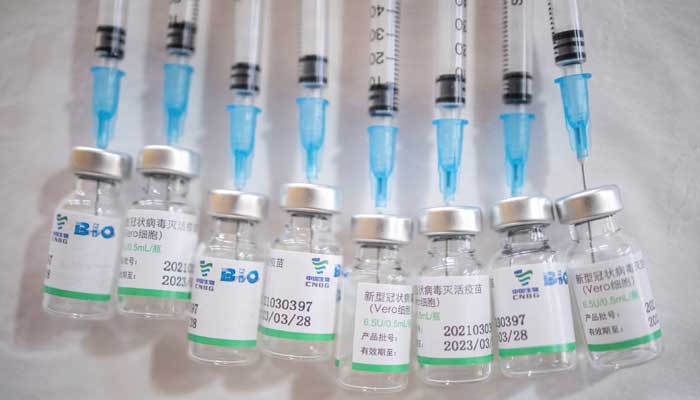 FILE PHOTO: Doses of the Chinese Sinopharm vaccine against the coronavirus disease (COVID-19) are seen at the Biblioteka kod Milutina restaurant in Kragujevac, Serbia, May 4, 2021. -REUTERS