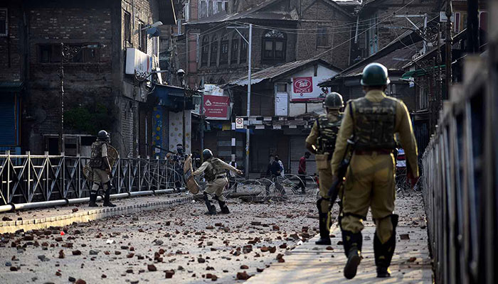 Indian soldiers stand guard somewhere in occupied Kashmir. Photo: AFP