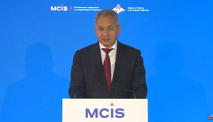 Russian Defence Sergey Shoygu addressing 9th Moscow Conference on International Security.