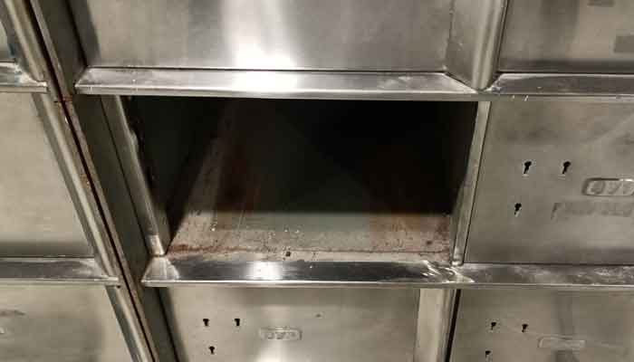 One of the seven more lockers that were broken into, at a bank located on Zamzama, Clifton, Karachi. — Photo provided by author