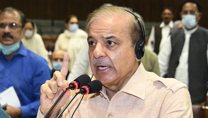 Leader of the Opposition in the National Assembly Shahbaz Sharif speaks during the budget session in the NA, on June 17, 2021. — Facebook