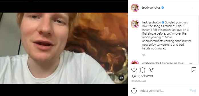 Ed Sheeran releases new video for fans after Bad Habits