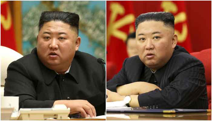 North Korean leader Kim Jong Un speaks during the 19th Meeting of the Political Bureau of the 7th Central Committee of the Workers Party of Korea (WPK), on October 5, 2020 (L) and while speaking at a meeting of the Workers Party of Korea in Pyongyang, North Korea in this image released June 18, 2021, by the countrys Korean Central News Agency. — Reuters