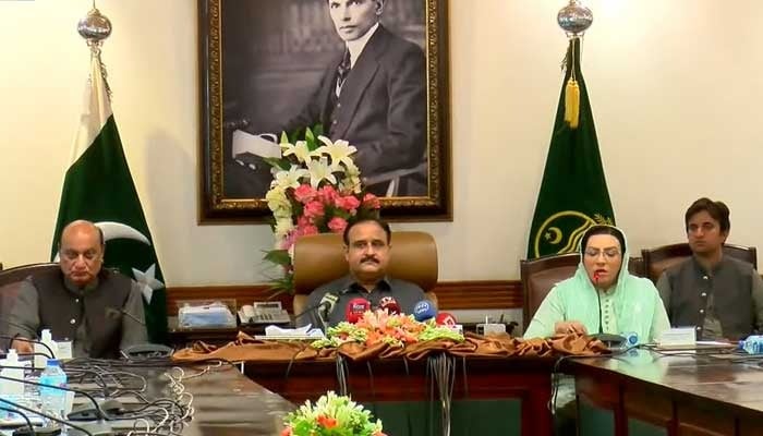 Chief Minister Usman Buzdar addresses a press conference. Photo: Geo News screengrab