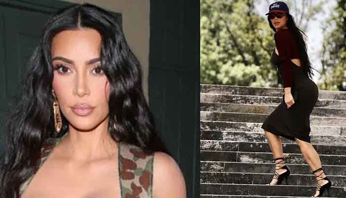 Kim Kardashian wows in plunging black dress as she ventures out of her hotel in Rome
